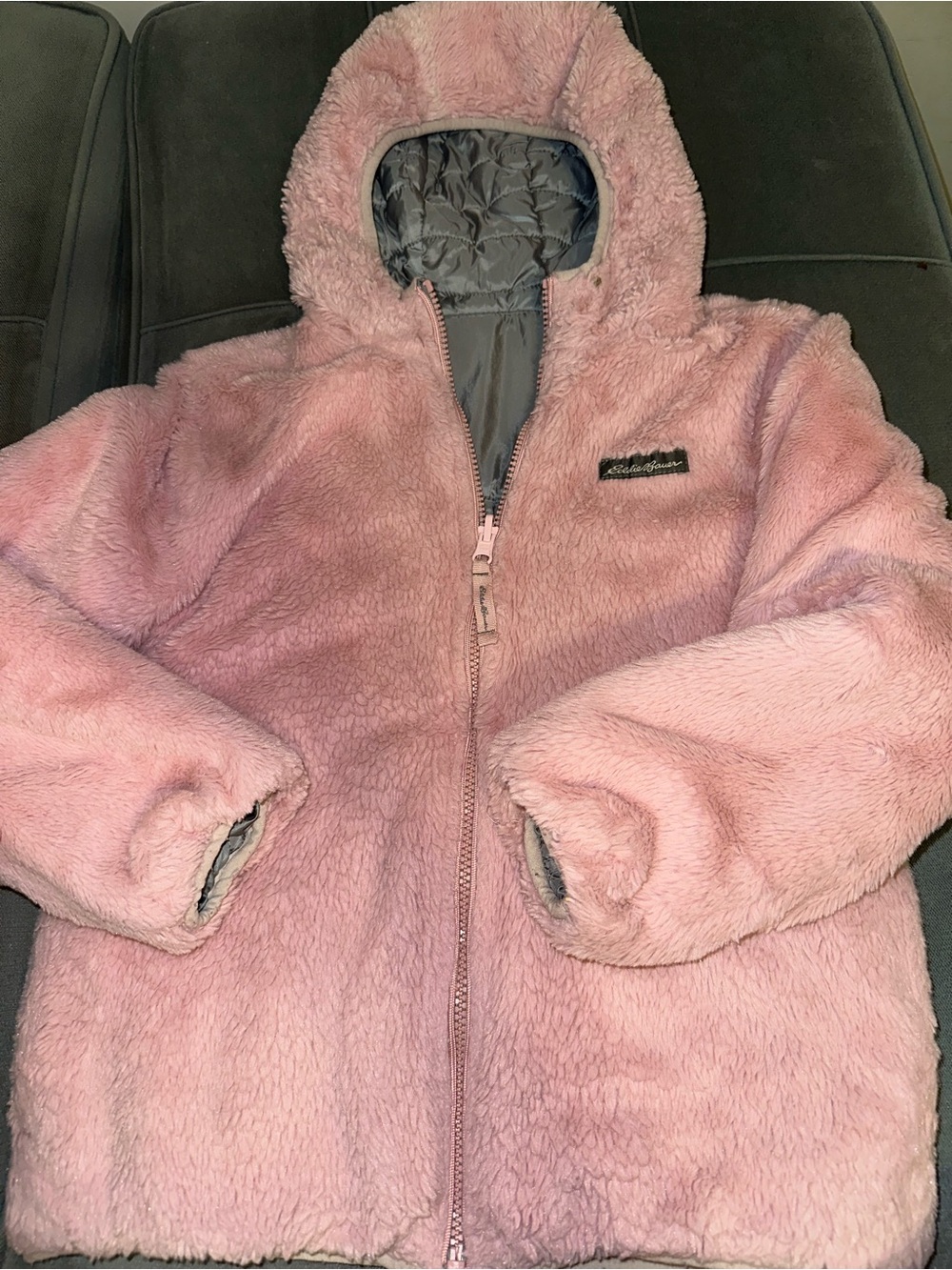 Eddie Bauer Pink Plush Hooded Puffer Jacket